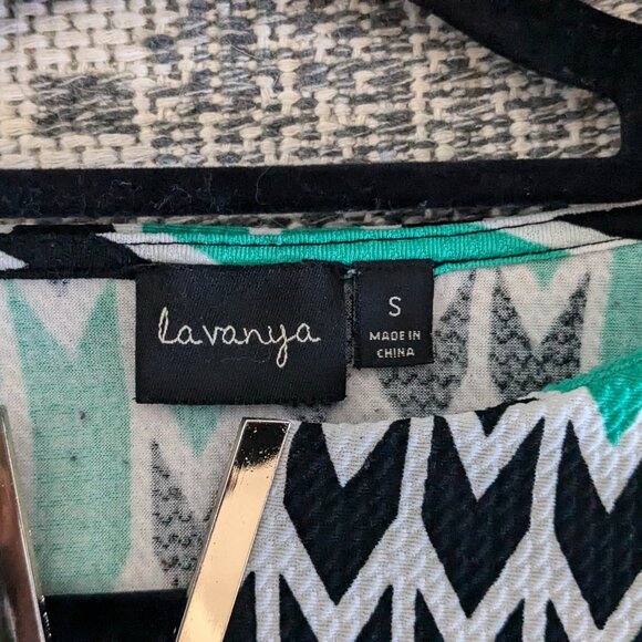 La Vanya 3/4 Sleeve Patterned Tunic Blouse size Small - Picture 3 of 8